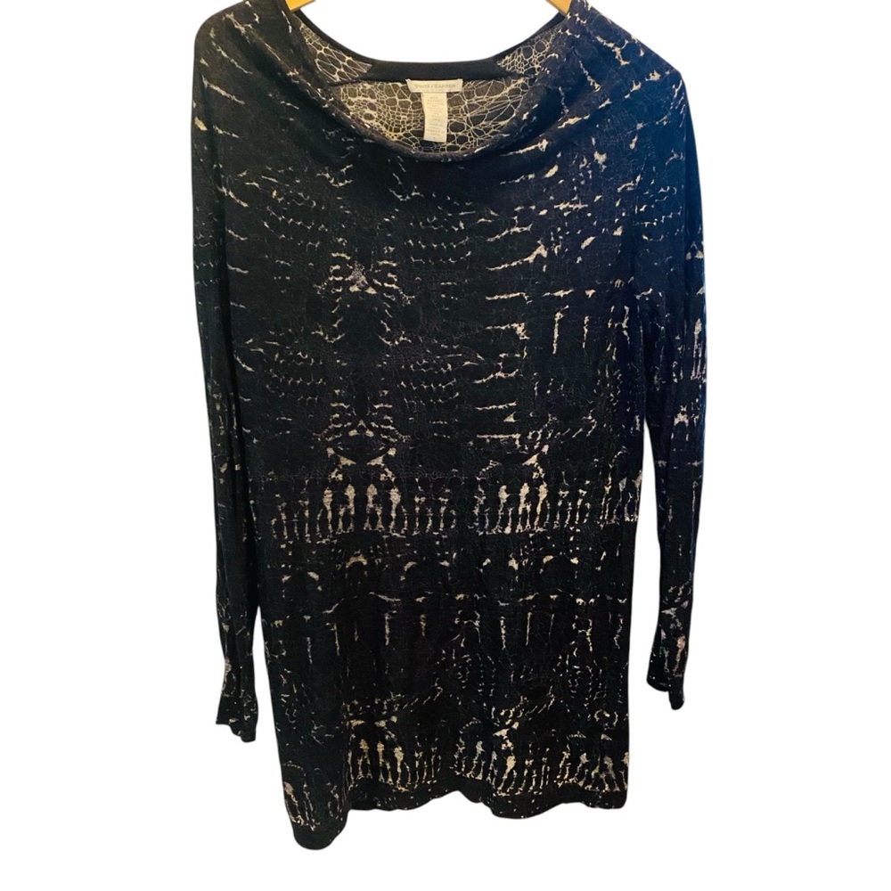 White + Warren Black and Cream Merle Long Sleeve Tunic- Size Large